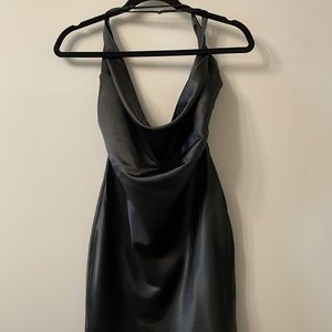 Sexy black satin mini dress by Want my Look.